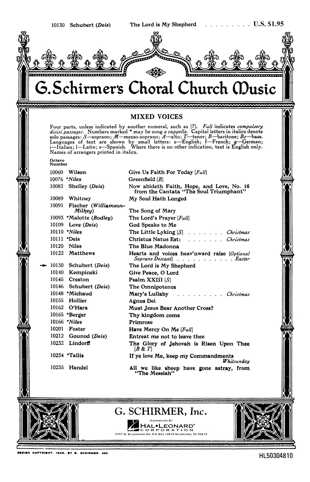 Schubert: Lord Is My Shepherd