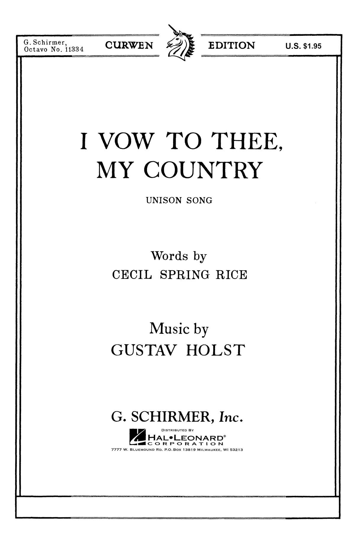 Holst: I Vow To Thee My (Unison) Country