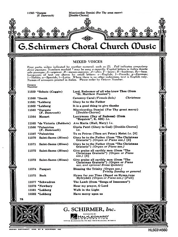 Durante: Misericordias Domini (For Thy Great Mercy)