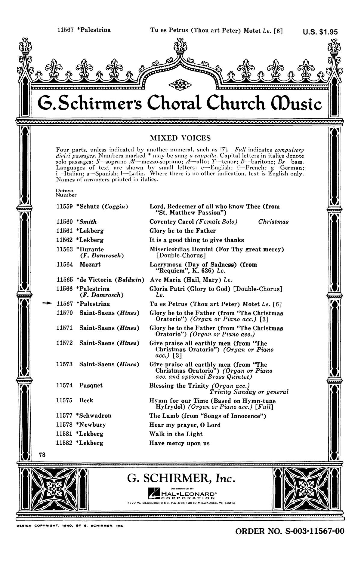 Palestrina: Tu Es Petrus Thou Art Peter