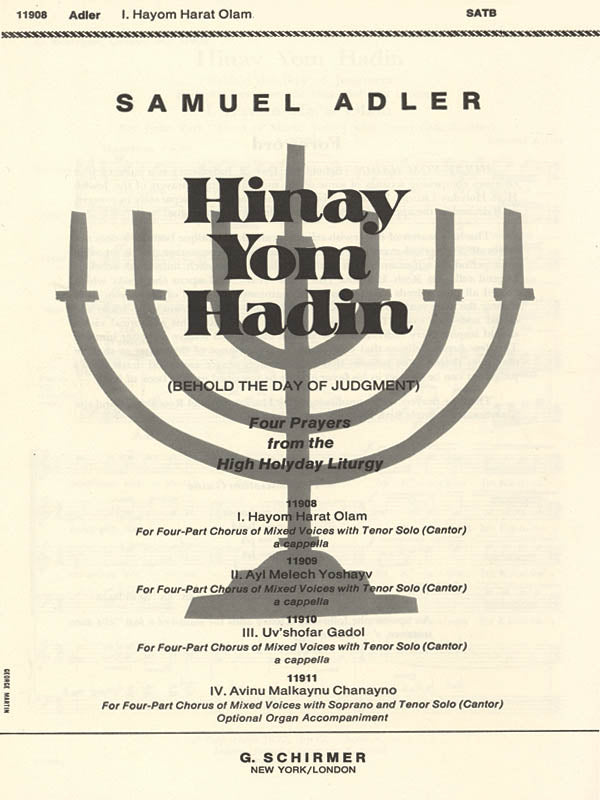 Adler: Hayom Harat Olam A Cappella W/Tenor Solo(Cantor)