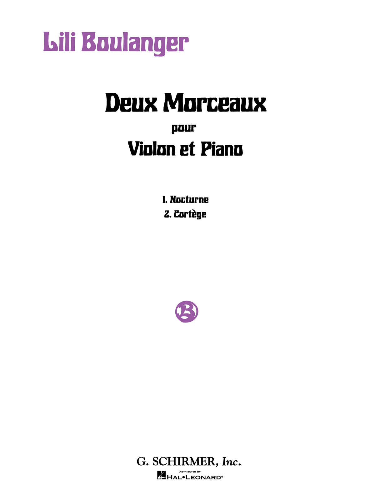 Boulanger: 2 Morceaux: Nocturne and Cortège