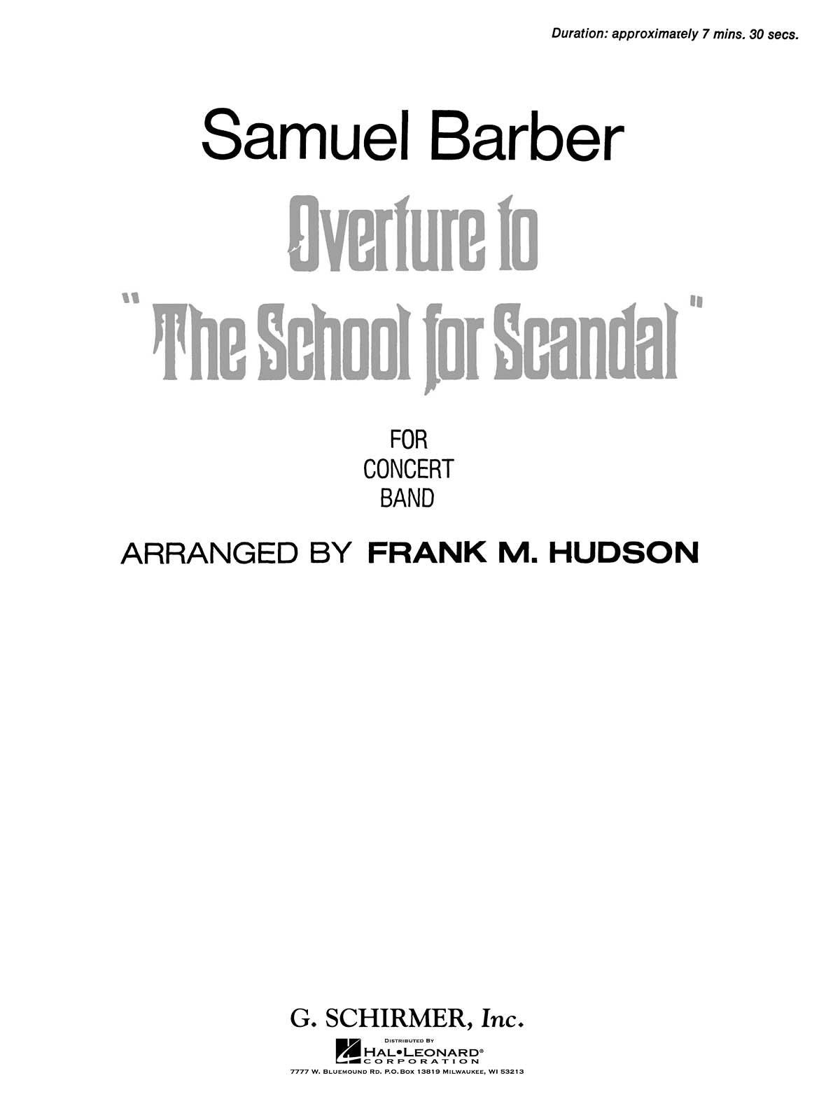 Barber: Overture To School For Scandal