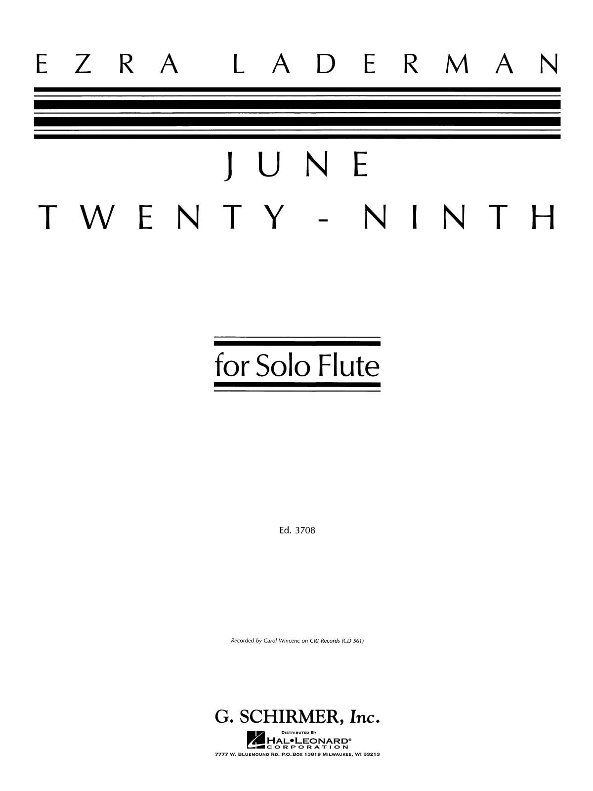 Laderman: June Twenty-Ninth