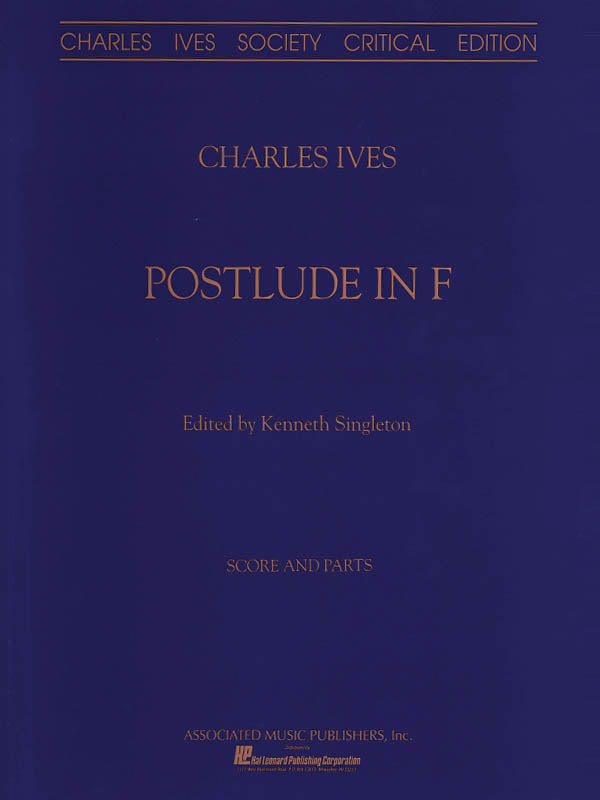 Ives: Postlude In F Orchestra Sc&Ptcritical Edition