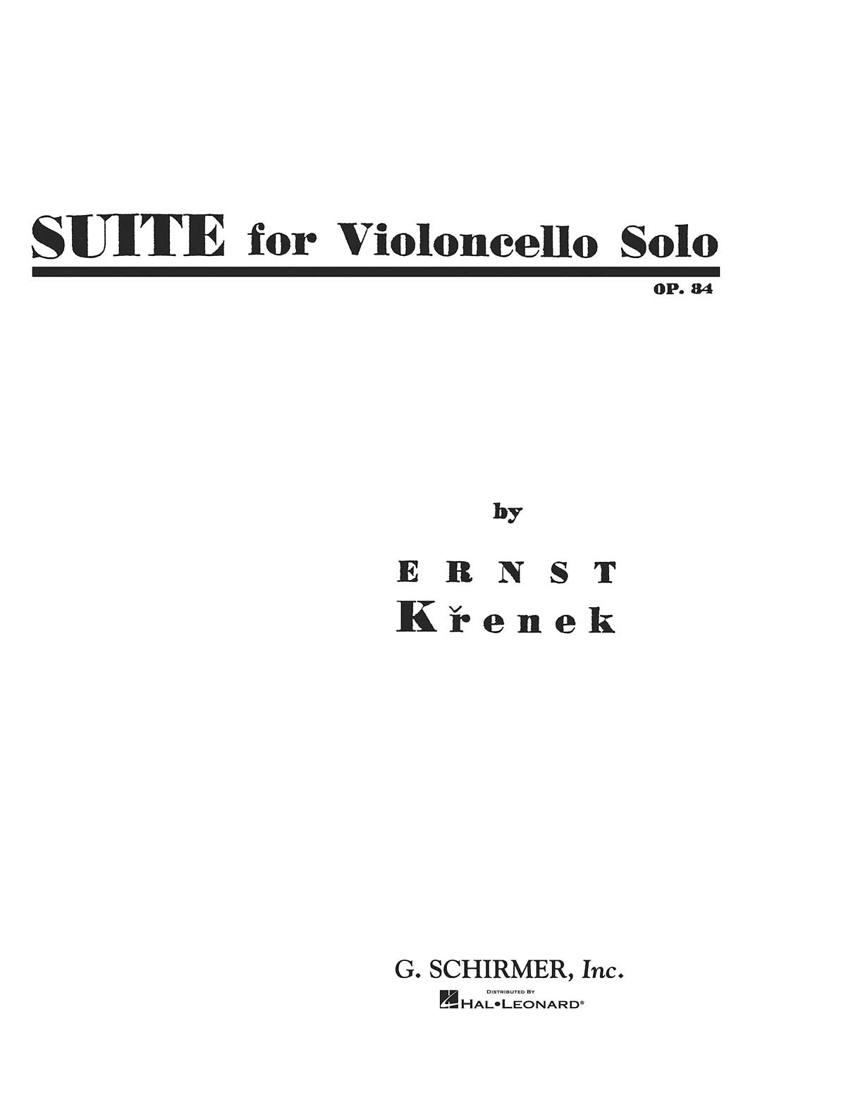 Krenek: Suite for Violoncello Solo