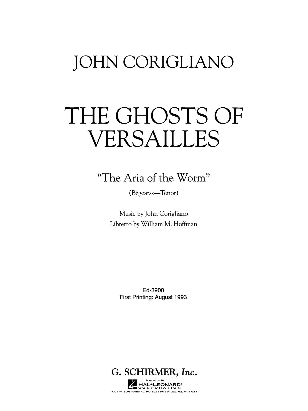 Corigliano: The Aria Of The Worm
