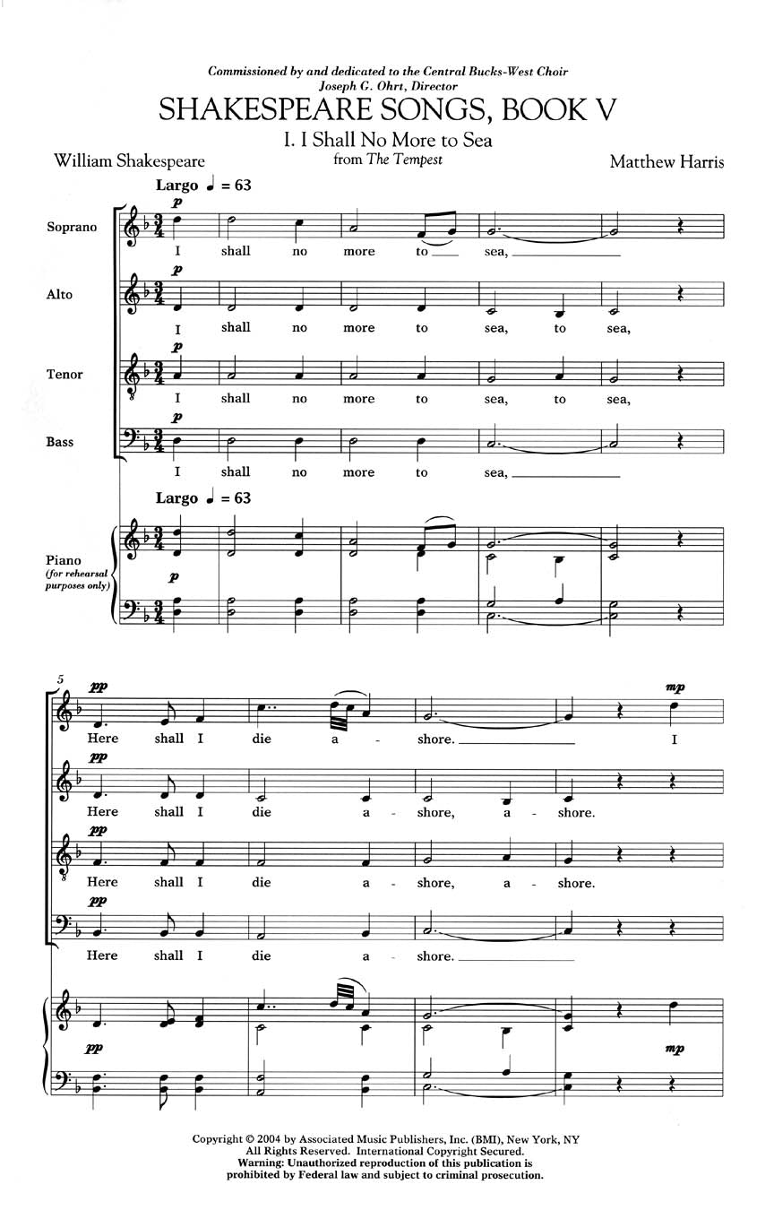 Harris: Shakespeare Songs, Book V