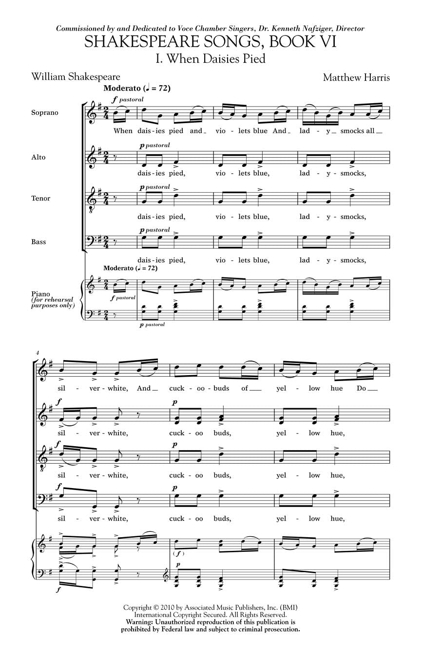 Harris: Shakespeare Songs, Book VI