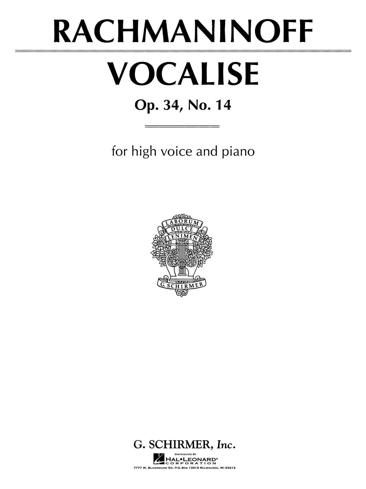 Rachmaninov: Vocalise Op. 34, No. 14