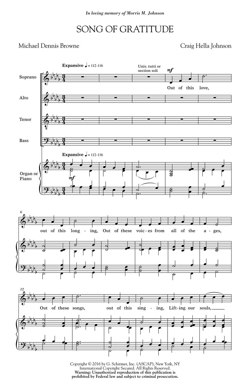 Johnson: Song of Gratitude