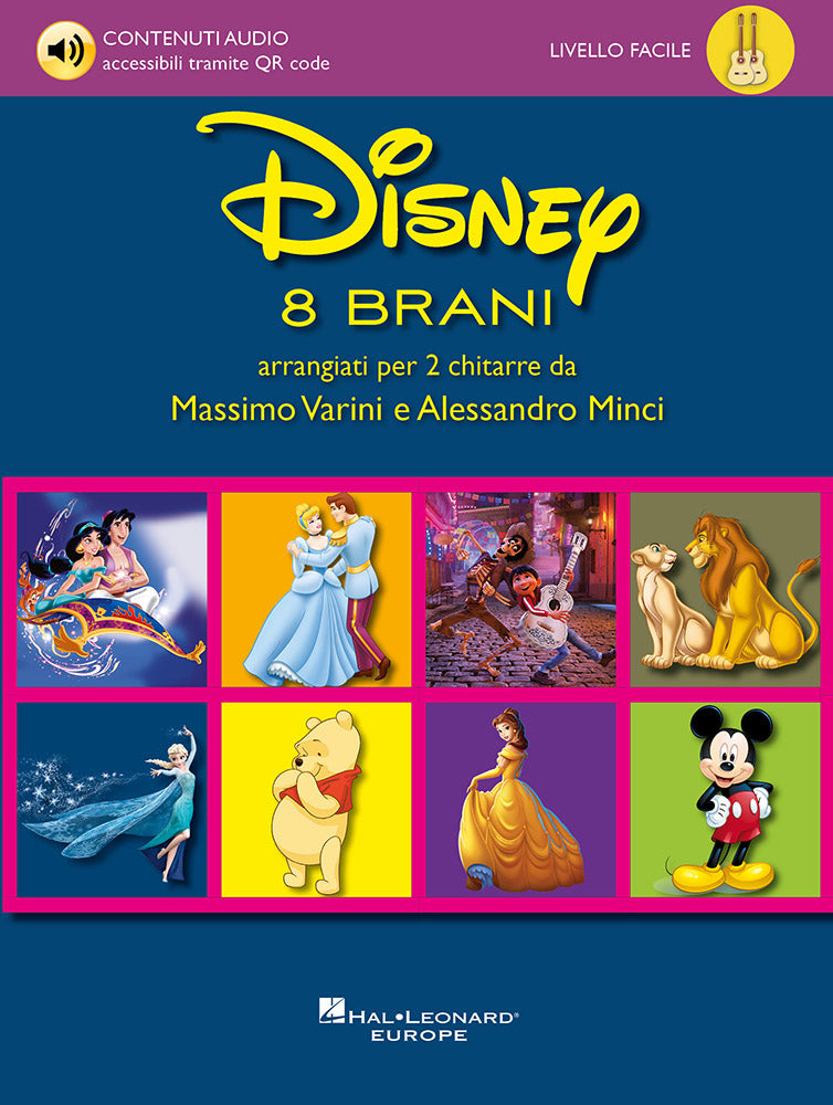 Disney - 8 brani arrangiati per due chitarre – da Massimo Varini e Alessandro Minci  (LIVELLO FACILE) - Big note scores + audio files | Guitar Duet
