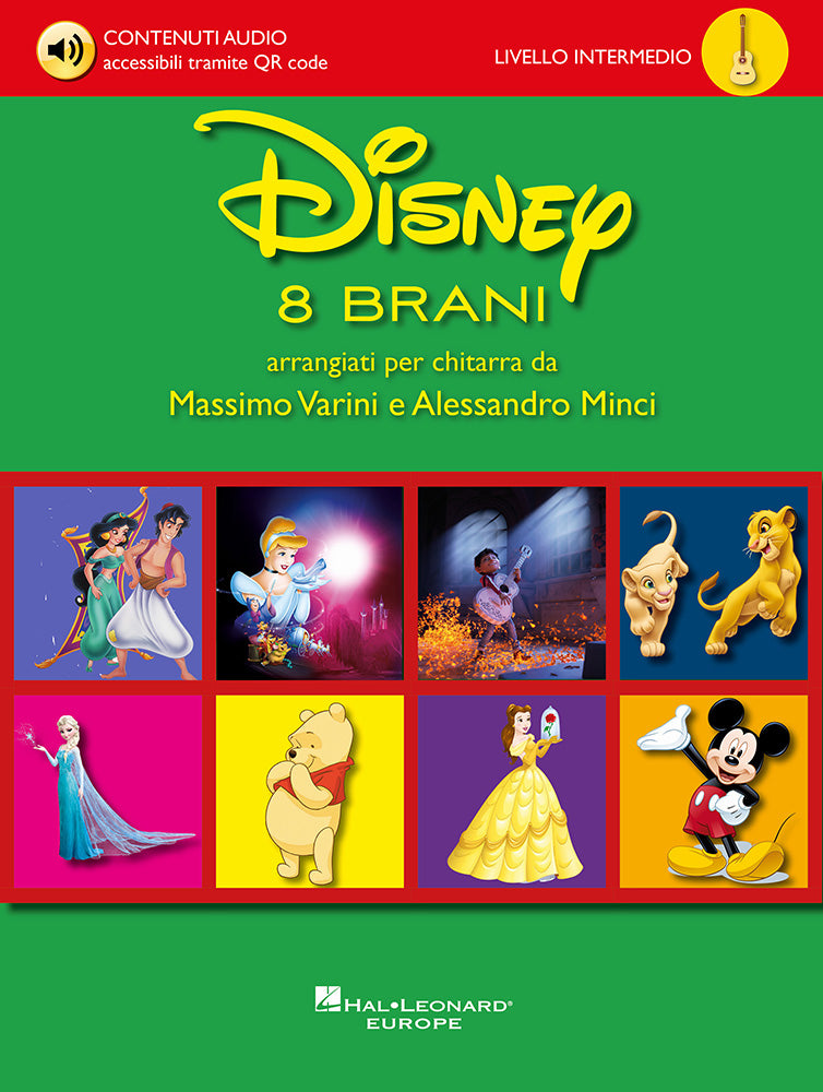 Disney - 8 brani arrangiati per chitarra – da Massimo Varini e Alessandro Minci (LIV. INTERMEDIO) - Big note scores + audio files | Gitaar