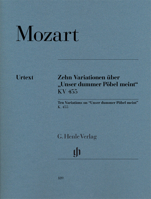 Mozart - 10 Variations on Unser dummer Pöbel KV 455 - (Piano) afbeelding 2