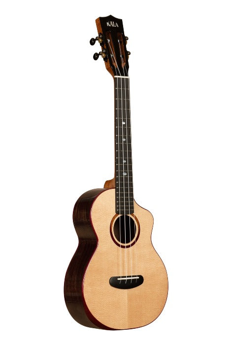 Kala-Ka-Ct-Ssrw-Tg-C_w/bag-Contour All Solid Gloss Spruce Rosewood Tenor Ukulele W/ Cutaway and Bag