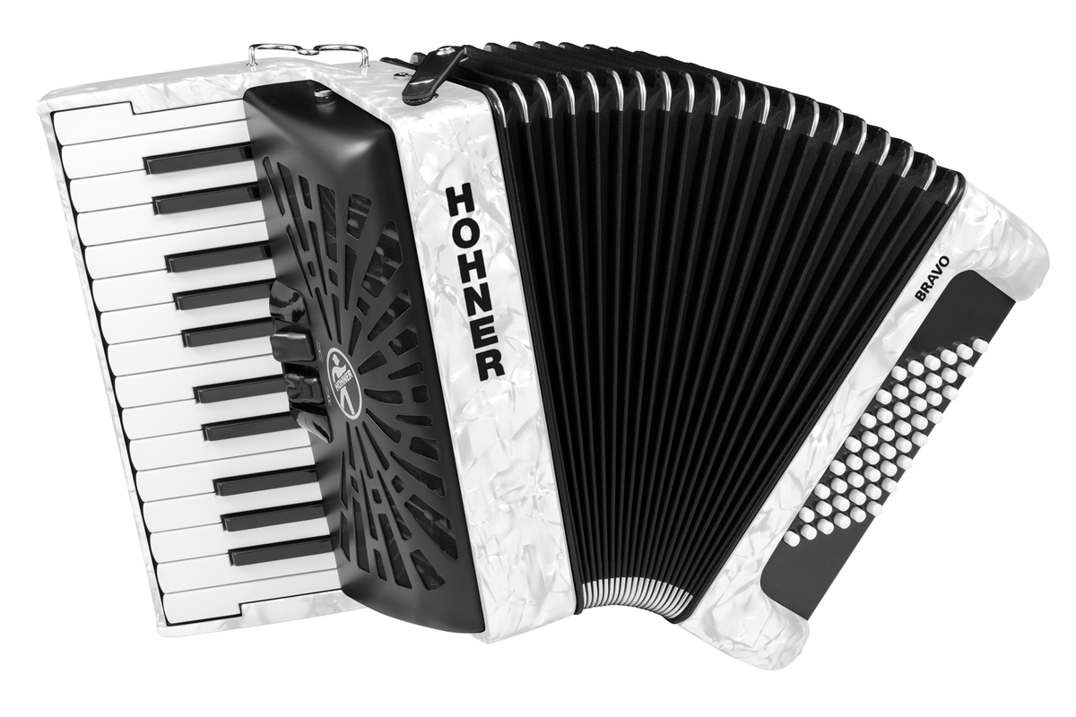 Hohner HOA16512 Accordeon, Bravo II 48, Wit, Silent Key