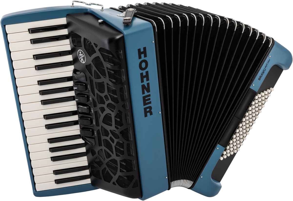 Hohner HOA166143 Accordeon, Bravo III 72, water, myColor, Silent Key