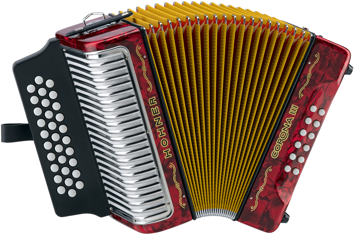 Hohner HOA5723 Accordeon, Corona III, Rood, G/C/F