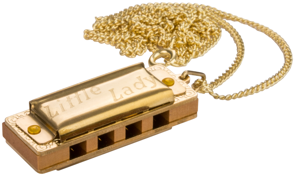 Hohner HOM110 Mondharmonica, Little Lady, C, verguld, met ketting