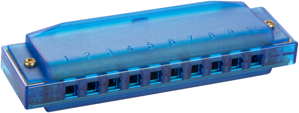 Hohner HOM1110B Harmonica, Translucent Harp, C, blauw