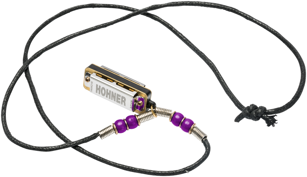 Hohner HOM38NPU Harmonica, Mini Harmonica, C, met halsketting, violet