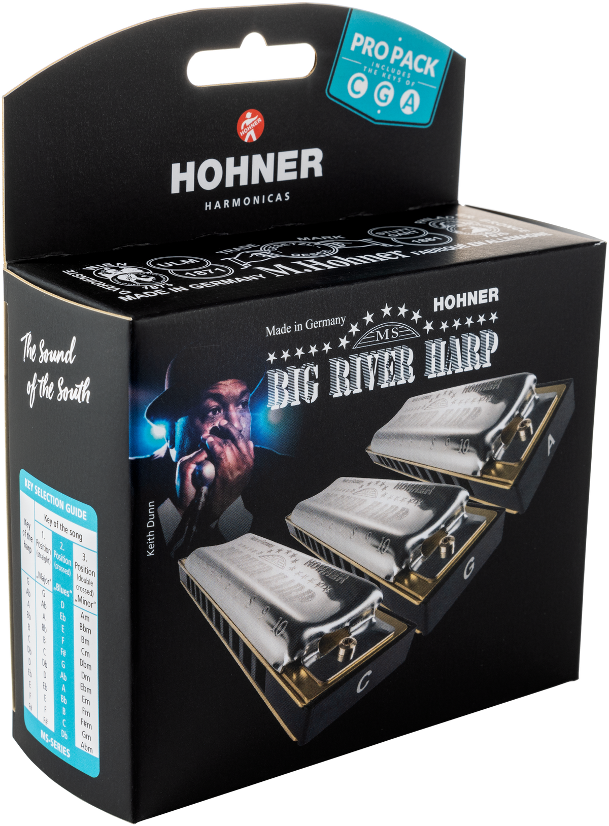 Hohner HOM5900PP Mondharmonica, Big River Harp MS, C/G/A, Pro Pack