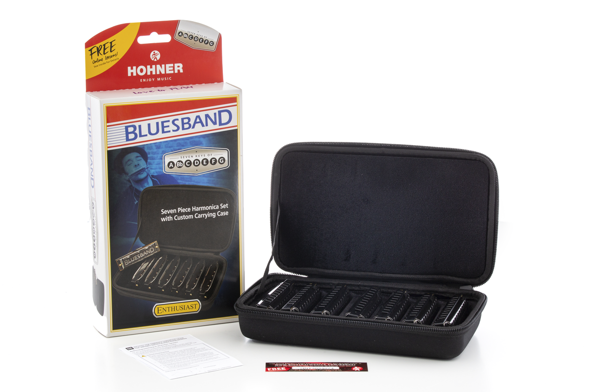 Hohner HOM91105 Mondharmonica, Blues Band, C/D/E/F/G/A/Bb, set van 7