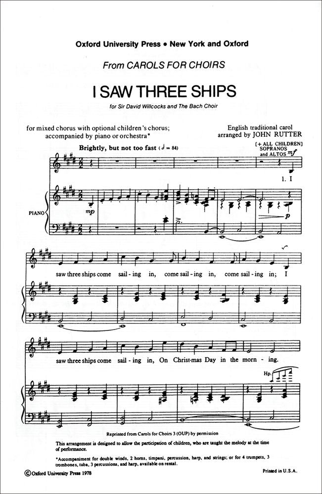 Rutter: I Saw Three Ships (SATB)