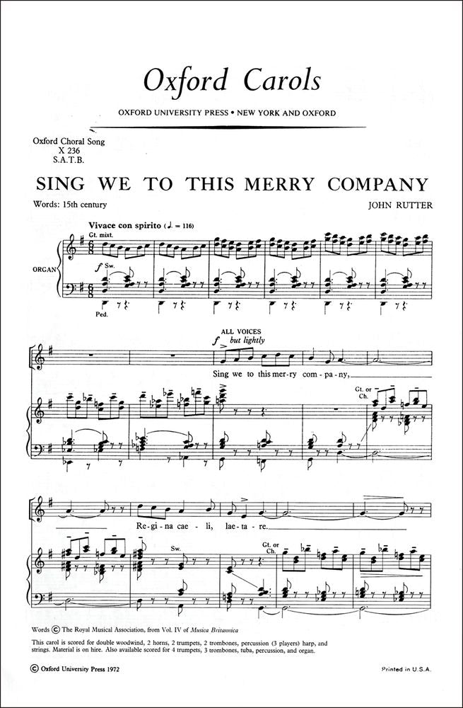 Sing We To This Merry Company