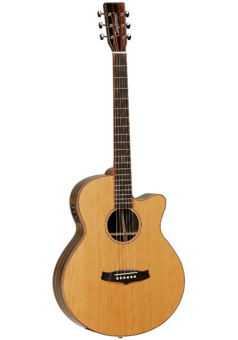 Tanglewood - TJ4 CE - Model: super folk cutaway, massief canadees red cedar bovenblad, lux ingelegd amara en spalted mango achterblad, amara  zijkant , hoogglans gelakt incl. Fishman Presys element met pre-amp