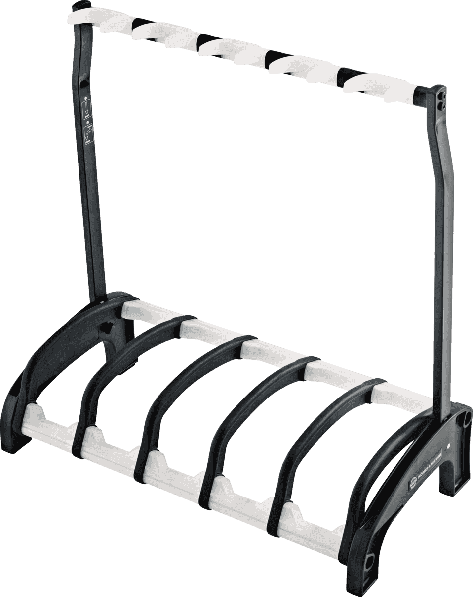 K&M 17525 gitaarstandaard – Voor 5 elektrische gitaren. Translucid