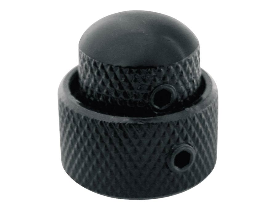 Boston KB-270 double dome knob, metal, 14x11 + 19x10mm, with set screws allen type, shaft size 3,0 + 6,0, black