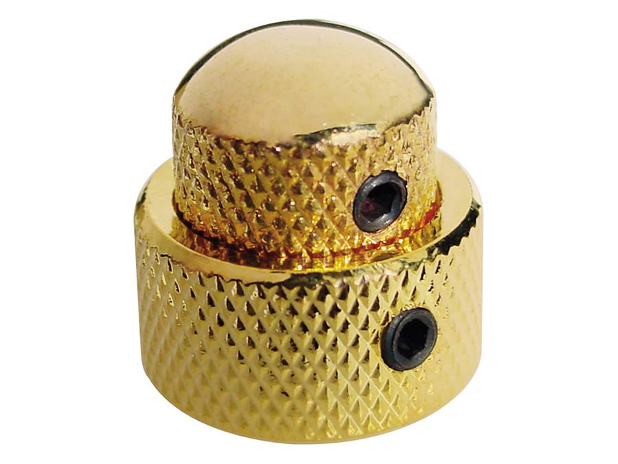 Boston KG-270 double dome knob, metal, 14x11 + 19x10mm, with set screws allen type, shaft size 3,0 + 6,0, gold