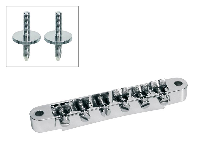 Boston B-161-C brug voor e-gitaar, "tune'o matic", chroom, stud spacing 74,0mm, stud diam 4,0mm