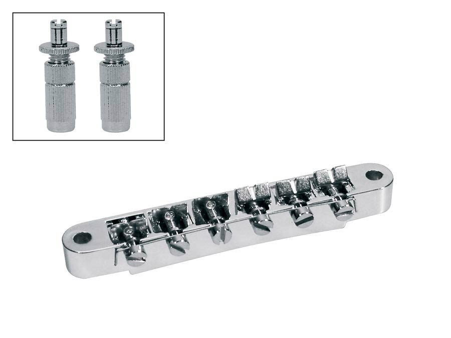 Boston B-165-C brug voor e-gitaar, "tune'o matic", chroom, stud spacing 73,5mm, stud diam 6,0mm