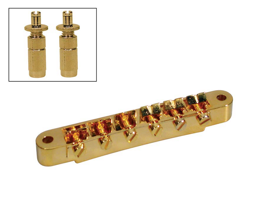 Boston B-165-G brug voor e-gitaar, "tune'o matic", goud, stud spacing 73,5mm, stud diam 6,0mm