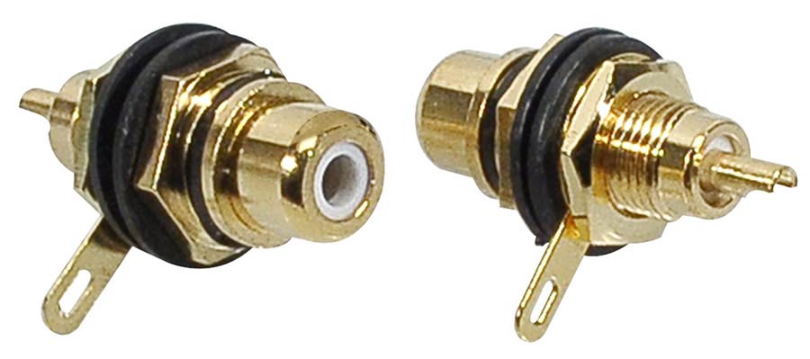 Boston FRCA-10-BK RCA chassisdeel, female, goud, metaal lacker zwarte ring, gouden contacten, 2 stuks