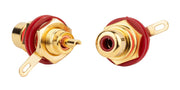 Boston FRCA-10-RD RCA chassisdeel, female, goud, metaal lacker rode ring, gouden contacten, 2 stuks