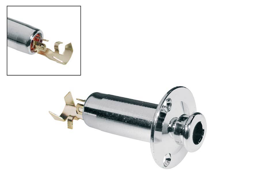 Boston EPJ-67-C eindknop jack, solderen 6,3mm female jack, chroom, vaste jack plaat