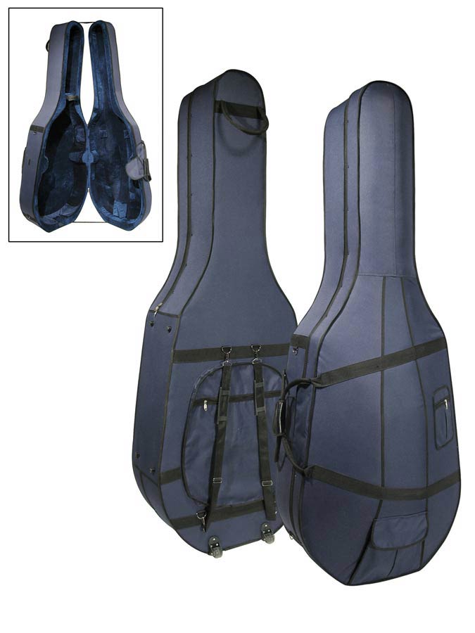 Boston SBB-34-DB contrabaskoffer, 3/4, schuimrubber, blauw