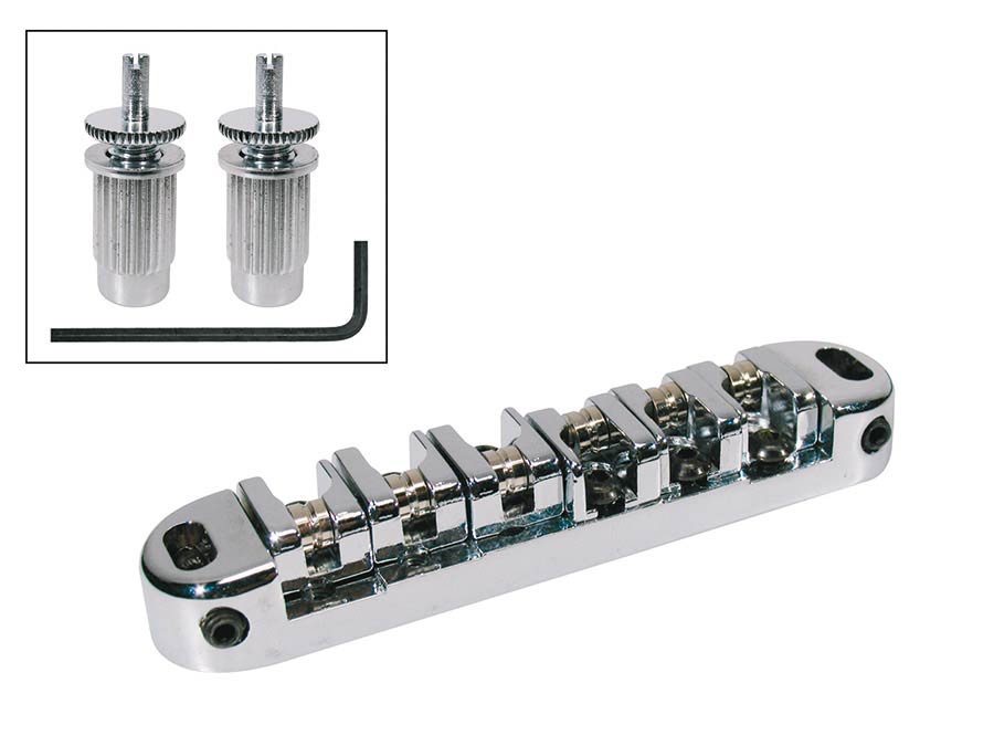 Boston B-200-C brug voor e-gitaar, roller bridge model, chroom, met studs