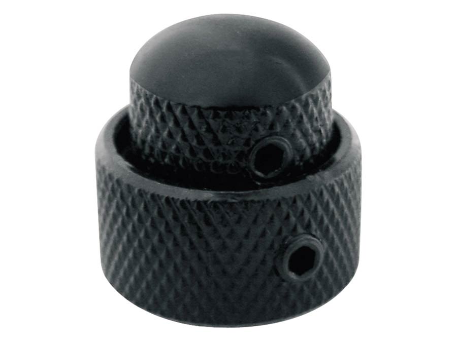Boston KB-280 double dome knob, metal, 15x14 + 19x12mm, with set screws allen type, shaft size 6,0 + 8,0, black