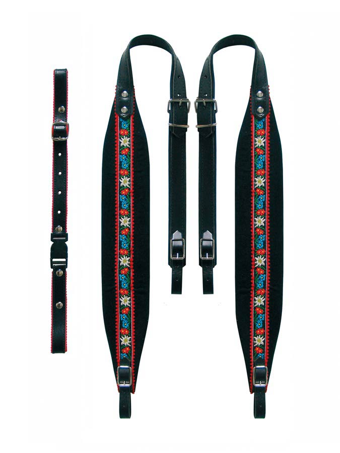 Boston 70-L-TVB accordeon riemen, tirol, 95-102 x 7,0 cm, rugriem "tiroler", leder & zwart velours
