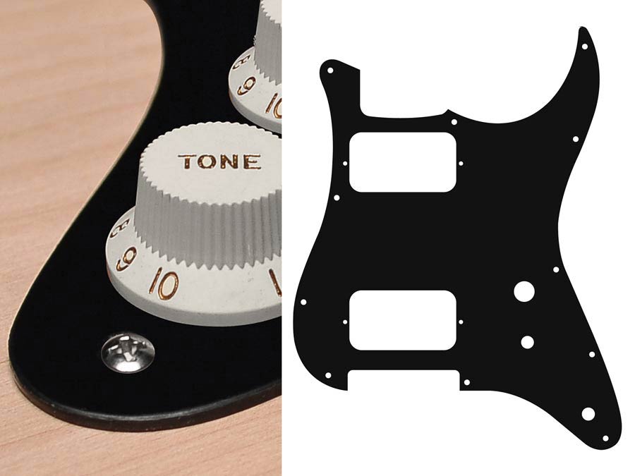 Boston ST-131-BM slagplaat, Stallion, 1 ply, black mat, HH, 2 pot holes, toggle switch