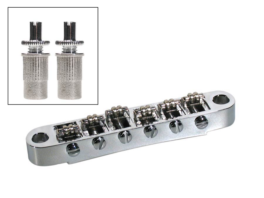 Boston B-205-C brug voor e-gitaar, roller bridge model, chroom, met studs