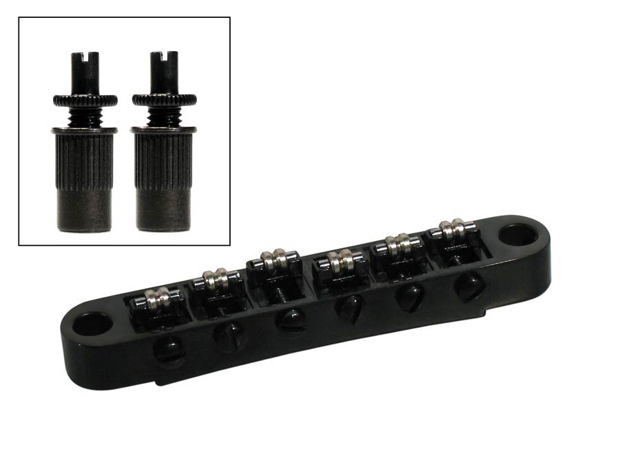 Boston B-205-B brug voor e-gitaar, roller bridge model, zwart, met studs