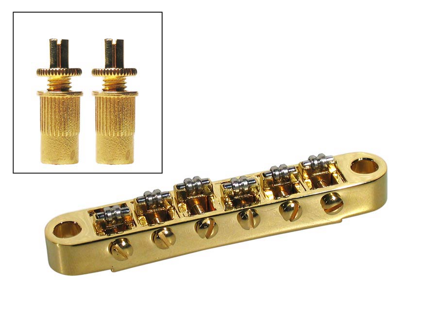 Boston B-205-G brug voor e-gitaar, roller bridge model, goud, met studs