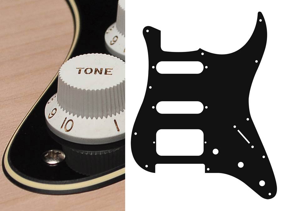 Boston ST-323-BC slagplaat, Stallion, 3 ply, black and cream, SSH, 3 pot holes, 3-5 switch