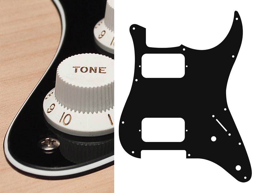 Boston ST-332-BC slagplaat, Stallion, 3 ply, black and cream, HH, 2 pot holes, 3-5 switch