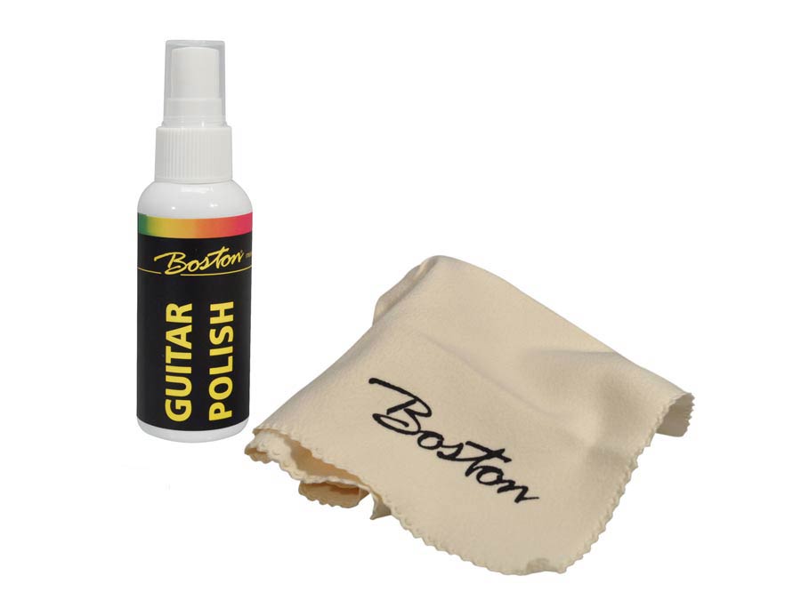 Boston BGM-12 gitaar onderhoudset, 60ml gitaarpolish in een flesje en 30x30cm poetsdoek